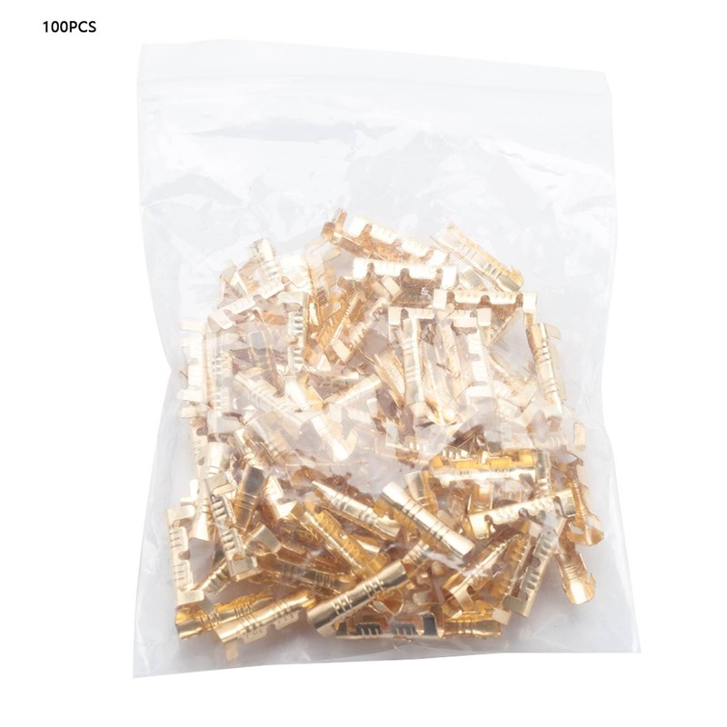 100Pcs Brass Crimp Terminals, U-Shaped Wire Docking Connector Line Pressing