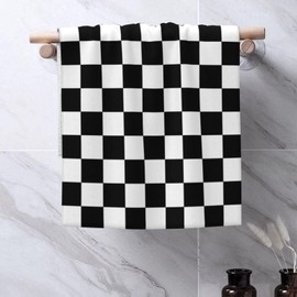 hsbolediy Black Checkered Decorative Hand Towels Dish Towels 27.5×16 in for Party Bathroom Bedroom, White Plaid Kitchen Towels for Cooking Baking Home Decor