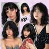 iAelev Black Wig With Bangs Bob Synthetic Curly Wigs Natural