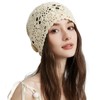 Hshsclth 100% Cotton Crochet Beanie Hat Handmade Knit Slouchy Floral