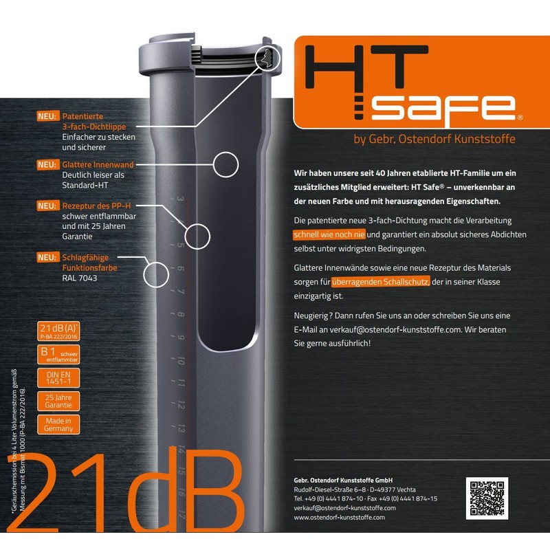 Ostendorf HTsafe Double Sleeve DN 110 mm HT Pipe