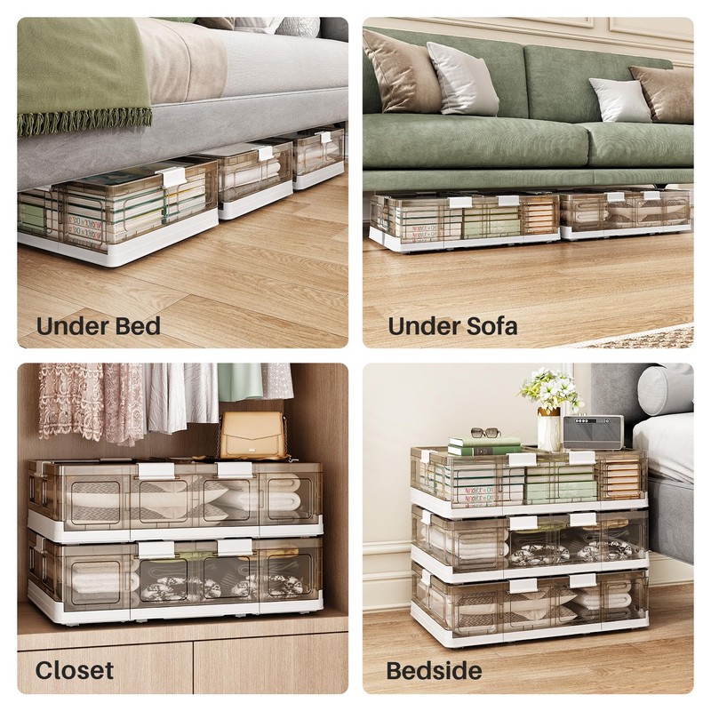 Kitstorack Plastic Under Bed Storage Containers, Underbed Storage with Wheels