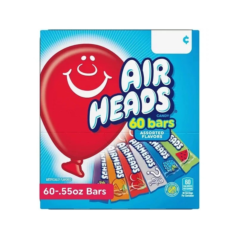 Airheads Candy Bars Variety Pack 60 Count Box