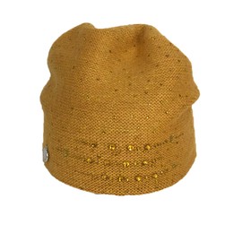 Alessia Massimo Women's Crystal Embellished Knit Beanie Hat & Gloves Set, Butterscotch Yellow