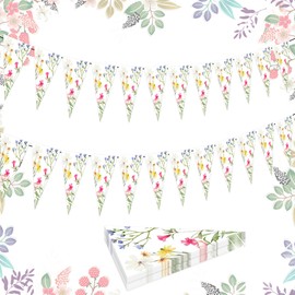 LaVenty Blume Girlande Frühling Blume Party Banner Papier Wildblume Party Dekorationen Blumenbanner für Wand Geburtstag Frühling Garten Hochzeit Hintergrund Indoor Outdoor Decor