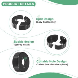 M METERXITY 2-Pack Cuttable Wall Split Flange, for 0.8/1/1.2 Inch(20/25/32mm) OD Pipe ABS Escutcheon Plate Round Plumbing Cover Plates for Water Pipe/Faucet [20mm Height, Black]