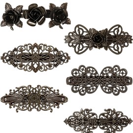 Geyoga 6 Pieces Vintage Hair Barrettes for Women Retro Flower French Pearl Crystal Rhinestones Clips Hair Pins for Women Styling Accessories(Elegant Style)