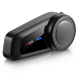 MAXTO Motorcycle Bluetooth Headset M2 Motorbike Helmet Bluetooth5.0 Headset 6-Way 3280Ft Intercom Communication System with IP65 Waterproof CVC Noise Cancellation Stereo Music & FM for All Helmets