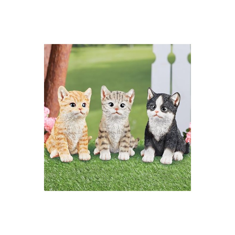 Collections Etc Hand-Painted Realistic Sitting Kitten Garden Statue