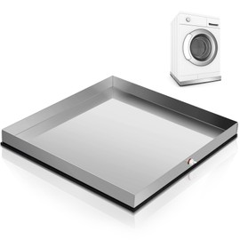 Tandefio 28" x 30" x 2.5" Washing Machine Drain Pan Washing Machine Tray for Floor Protection Heavy Duty 304 Stainless Steel Dishwasher Leak Pan with Drain Hole and Anti-slip Bottom Pad