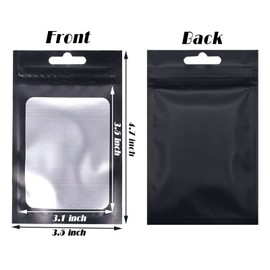150 Pcs Mylar Bags Black Foil Ziplock Bags Resealable Smell Proof Baggies with Front Clear Window, Food Storage Pouches, Sample Bags, Party Gift Packaging Bags (3.5 x 4.7 Inch)