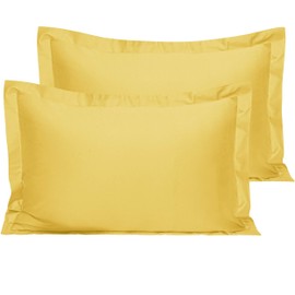 NTBAY 2 Pack 500 Thread Count 100% Egyptian Cotton Oxford Pillowcases, Super Soft and Breathable Euro Standard Pillow Cases | Hotel Quality Pillow Shams, 50x75 cm, Yellow