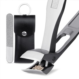 VOGARB Toe Nail Clippers for Thick Nails for Seniors,Angled Head Ingown Toenail Clippers for Men,Wide Jaw Opening Sharp Heavy Duty Slanted Nail Clippers with Catcher Ergonomic Long Handle-Silver,Large