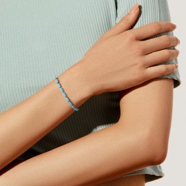 KissYan Tennis Bracelet for Women, 14K Gold Plated Silver Cubic Zirconia Adjustable Slider Bracelets Classic Trendy Jewelry Gift for Girls(Sky Blue)