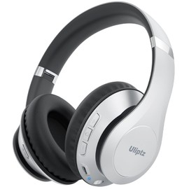 Uliptz Bluetooth Kopfhörer Over Ear, 65 Stunden Spielzeit Kopfhörer Kabellos Bluetooth mit 6 EQ-Modi, HiFi-Stereo Faltbares Bluetooth 5.3 Wireless Headphones für Reisen/Büro/Handy/PC (Silber)