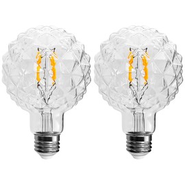 GUILEDUO G95 Large Pineapple Shaped Edison Light Bulb, 4W Globe Dimmable LED Decorative Lights 40 Watt Equivalent, 2700K Warm White G30 Clear Glass Vintage Round Bulb for Light Fixture