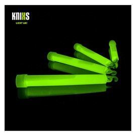 KNIXS Pack of 25 Power Glow Sticks (15 cm) with Special Hooks and Mounting Strap - Green Luminous for Party, Festival, Outdoor or as Decoration
