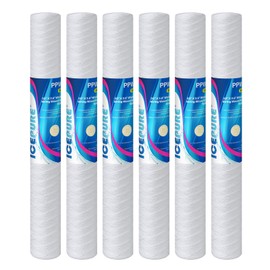 ICEPURE 5 Micron 20" x 2.5" String Wound Whole House Water Filter Cartridge for Well Water, Replacement for Aqua Pure AP110-2C, FPMB5-20, WPP-F20-5, P1-20/SP-P1-20, 6PACK