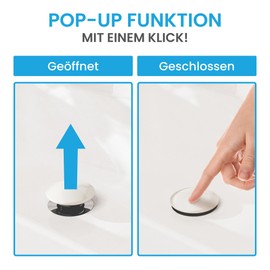 B?chlein B?chlein Universal Ablaufgarnitur ohne berlauf (Keramik) - Pop Up Ventil fr Waschbecken und Waschtisch C Ablaufventil Abflussgarnitur aus Messing mit Einbauanleitung