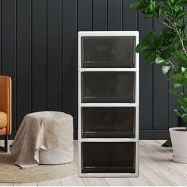 Bono House Max transparent chest of drawers 4 tiers (transparent/dark transparent/white colors added), white 4 tiers / 보노하우스 맥스 투명 서랍장 4단 (투명/다크투명/화이트컬러 추가), 화이트 4단
