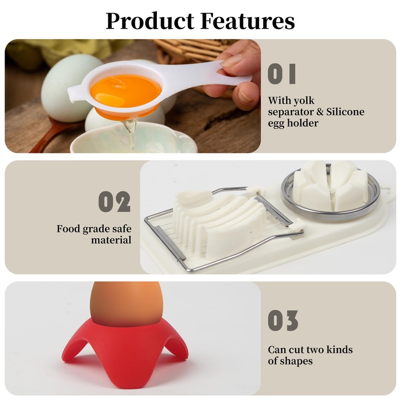 2 in 1 Egg Slicer Cutter Set, with 3 Separator