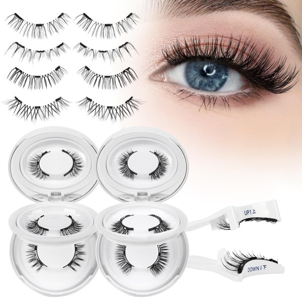 Higu clace Magnetic-Eyelashes with Applicator 4 Pairs Magnetic-Lashes Natural Look