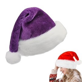Purple Santa Hat Christmas Hat 32*45cm for Adults,Kids,Thicken Classic Xmas Hat Plush Santa Claus Hat,Unisex Velvet Father Christmas Hat Costume,Christmas Party Hat Cap for Xmas Holiday New Year Party