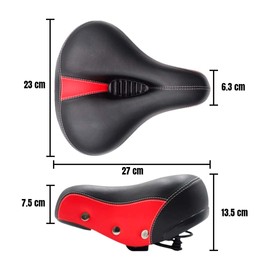 ALTREGO Asiento para Bicicleta Prostático, Ancho y Muy Cómodo, Incluye Broche (Rojo)