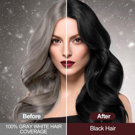 Black Hair Dye Shampoo 3-in-1, Hair Dye Shampoo Black for Grey Hair