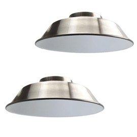 Metal Ceiling Lamp Shade 22cm Easy Fit Light Pendant Modern Ceiling Lighting Shade for Bedroom, Hallway, Office, Café, Restaurant Industrial Light Shade Ceiling Pendant(Pack 2) (Satin Nikel)