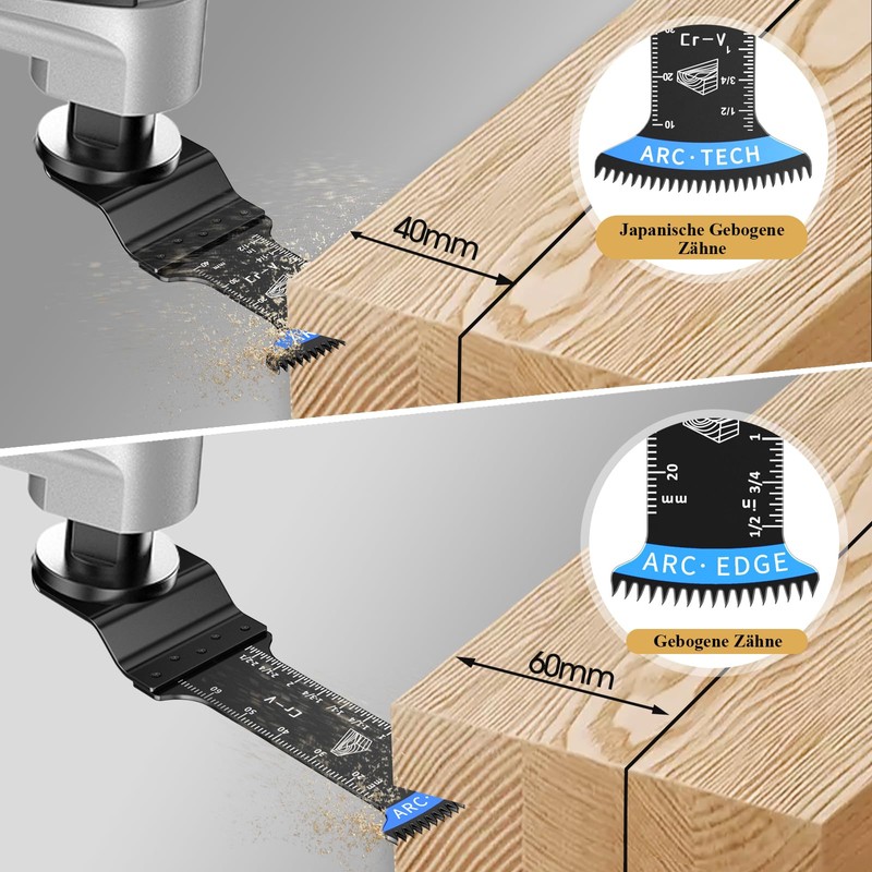 Aicoya Multitool Saw Blades 5-Piece Multitool Accessories Curved Edge Wood