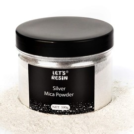 LET'S RESIN Sliver White Mica Pigment Powder, 3.5 Ounces/ 100 Grams White Mica Powder for Soap Making, Shimmer Resin Pigment Powder for Epoxy, Slime, Bath Bomb, DIY Crafting Projects