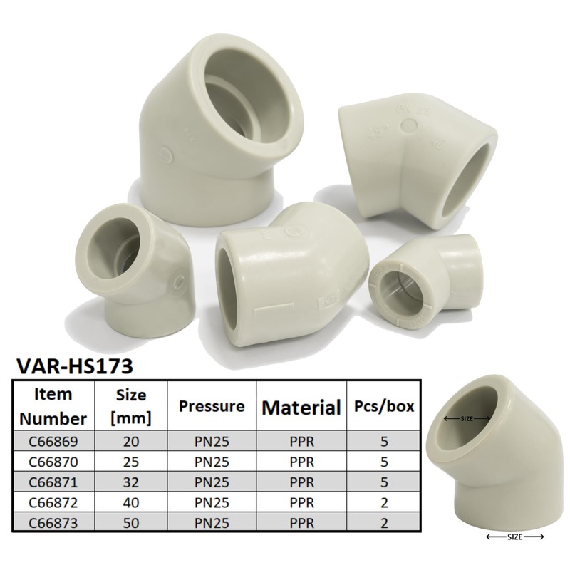 AERZETIX - C66870 - Set of 5 Elbow Fittings 45°