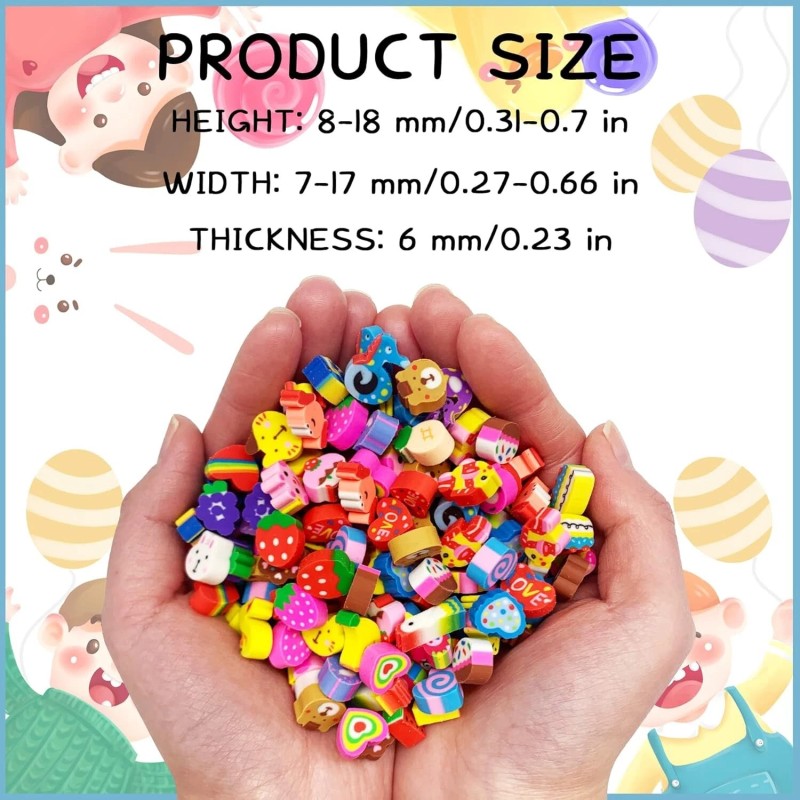300 Pieces Mini Erasers for Kids Bulk Assorted Novelty Pencil