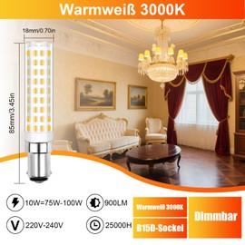 B15D LED Dimmable 10W Replacement for Osram Halolux Ceram 75W 100W B15D Halogen Bulb, No Flickering, 230V, 900 Lumens, Warm White 3000K, 360° Beam Angle, Pack of 2