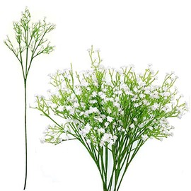 JZK 9 tallos 27 ramas de aliento blanco para bebé, flores artificiales falsas de Gysophila, decoración de boda, centro de mesa