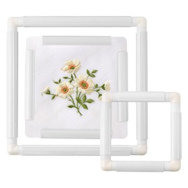 3Pcs Cross Stitch Frame,Square Embroidery Hoops Embroidery Clip Frame Universal Clip for Craft Sewing DIY Art Craft Cross-Stitch Cross Stitch Hoop Ring (White)