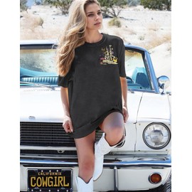 Womens Flowers Skeleton Oversize Graphic Tshirts Good Energy Oversized Graphic Tees Vintage Tees Shirts Dark Grey,XL