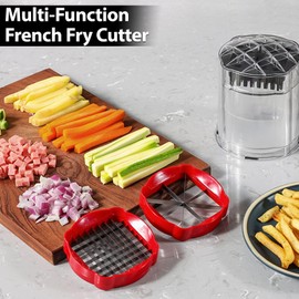 Chef Power - Premium Multi-function Slicers for Fruits and Vegetables – Versatile Dicer, Fruit Cutter Potato Chipper, French Fry Slicer, Onion Chopper and Kitchen Gadget – (Red)