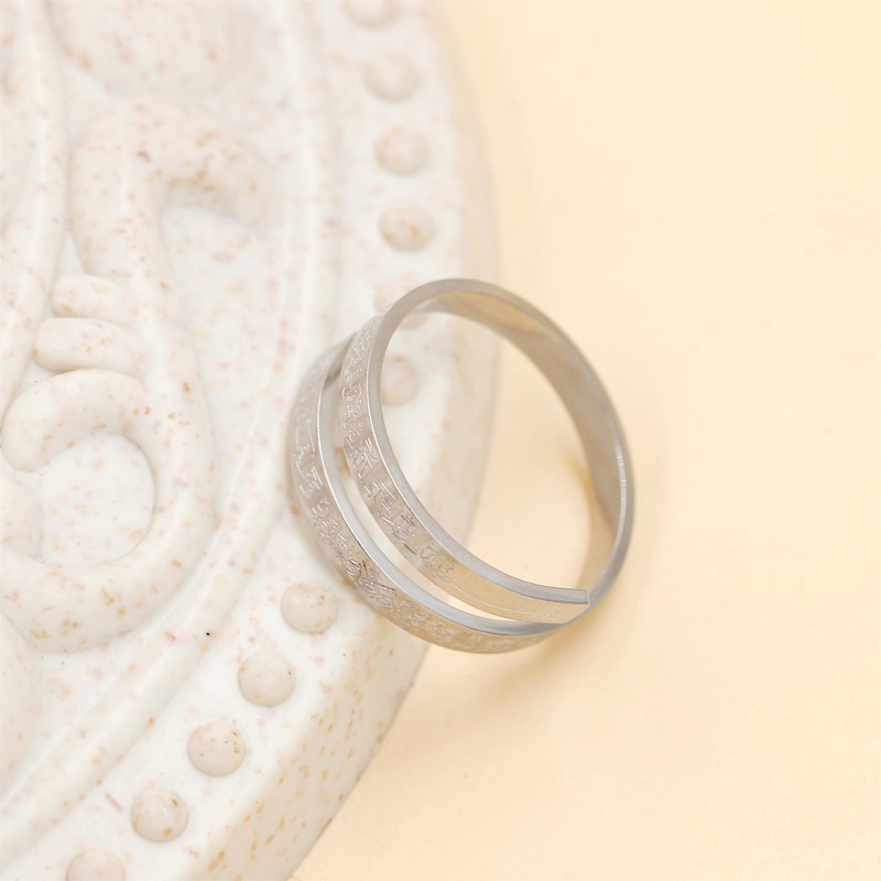 Zircobic Delicate and Unique White Stainless Steel Engraved Muslim Faith