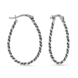 LeCalla 925 Sterling Silver Weaved Hoop Earrings for Women Teen | Teardrop Twisted Rope Design Hoop Earring | Small Dainty Click-Top Hoop Earring for Women 20MM
