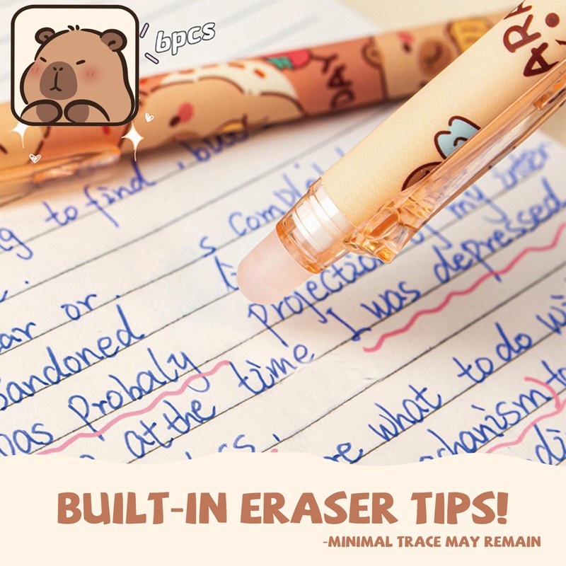 Grunlienus Capybara Pens, Cute Capybara Themed Click Pens, 0.5mm Fine