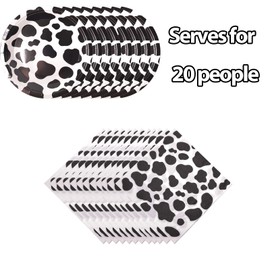 Cow Print Birthday Decorations Girl Boy Cow Birthday Party Decorations Farm Birthday Party Plates and Napkins Serves 20 Cow Themed Baby Shower Cowboy Plates Cow Party Favors Decorations