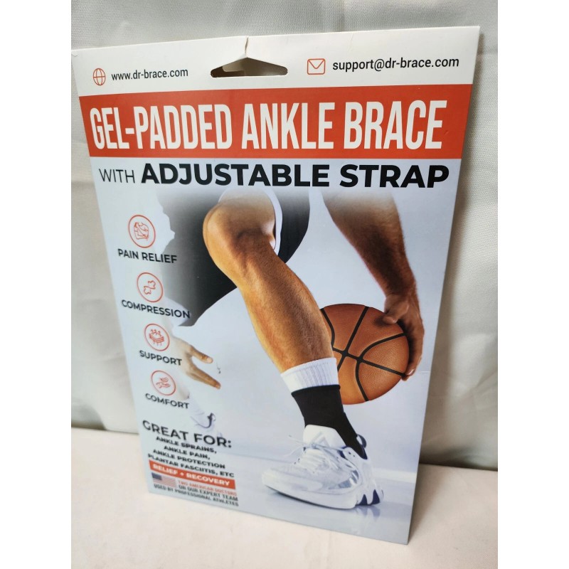 Dr. Brace Elite Ankle Brace with Strap, Black, Large
