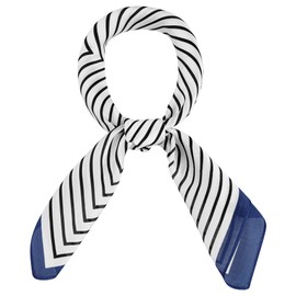 sourcing map 70cm Women Stripe Print Square Scarves Kerchief Neck Scarf Neckerchief Headband White Blue 70 * 70cm/ 27.56 * 27.56 inches(L*W)