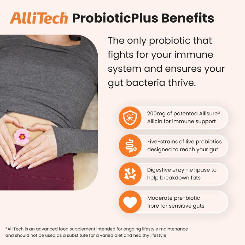 AlliTech ProbioticPlus | 60 Capsules | 200mg Pure Allicin with