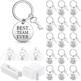 Highergo 110 Pcs Employee Appreciation Keychain Bulk Include 30 Best Team Ever Keychain for Employee Coworker with 50 Thank You Gift Tags 30 White Organza Bags for Labor Day Employee Week