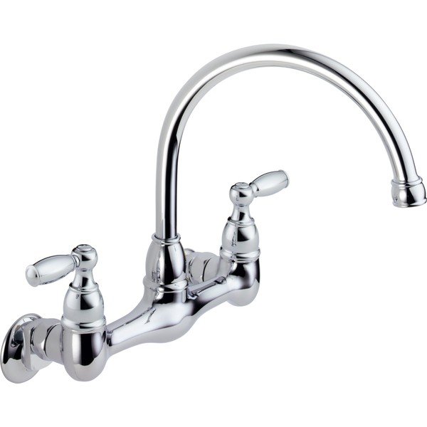 Peerless Claymore 2-Handle Wall-Mount Kitchen Sink Faucet, Chrome P299305LF