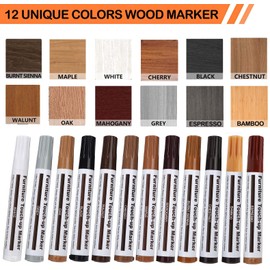 Lifreer Revolutionary Furniture Touch Up Markers, 12 Colors Wood Scratch Repair Markers Kit - Perfect for Stains, Scratches, Wood Floors, Tables, and Bedposts - Easy to Use and Long-Lasting Results!