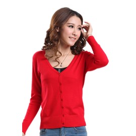 Mooncolour Womens 24 Colors Knit Outwear Autumn Cardigan Sweater, Red, UK16